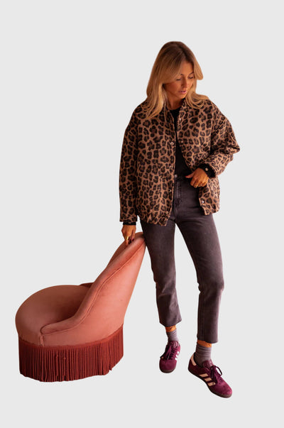 Hermina | Elegantna jakna z leopardjim potiskom
