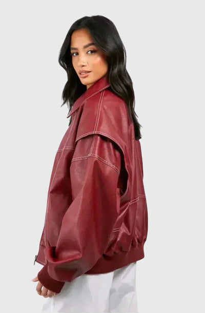 Elena | Elegantna oversized usnjena jakna