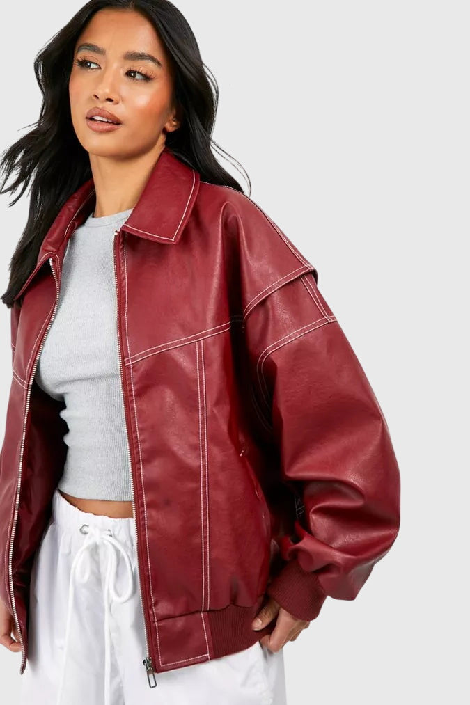 Elena | Elegantna oversized usnjena jakna