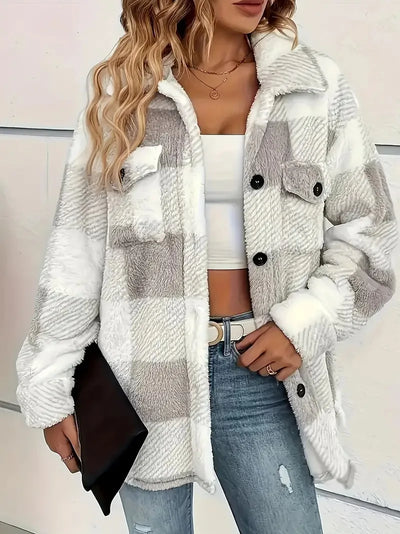 Anka | Elegantna flis jakna s kariranim vzorcem