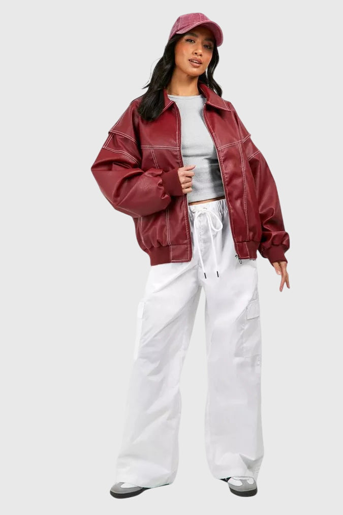 Elena | Elegantna oversized usnjena jakna