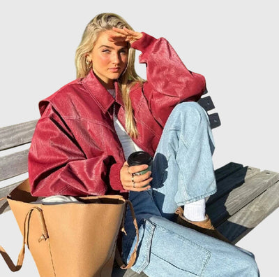 Elena | Elegantna oversized usnjena jakna